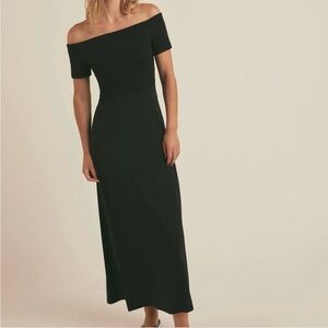 Favorite Daughter Genevieve Black Off Shoulder Maxi Dress Sz S Stretchy Evening
